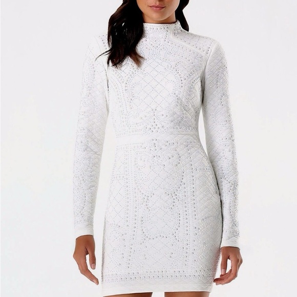 Bebe White Embellished Dress, Size L - Picture 4 of 4